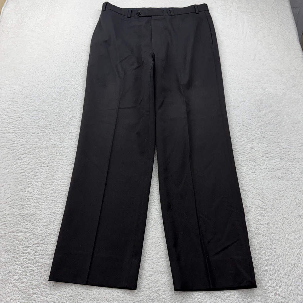 Brooks Brothers 346 Men Black Wool Dress Pants Size 35x30 Pleated